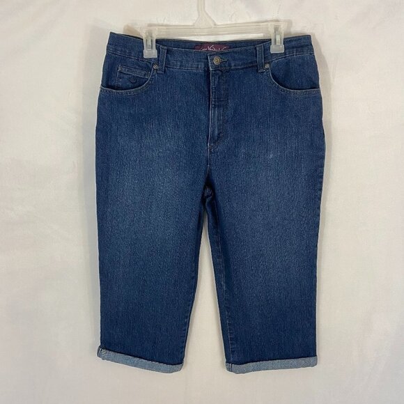 Gloria Vanderbilt Amanda Capri Jeans Women's Sz 14 (33 x 19) Cuffed Medium Wash - Picture 1 of 11